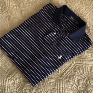 Dark Blue/White Polo Collar Shirt M